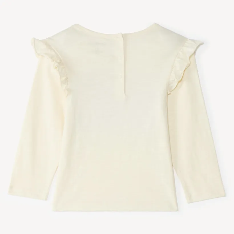 Langarm T-shirt meisjes met een fantasie jacquard patch.