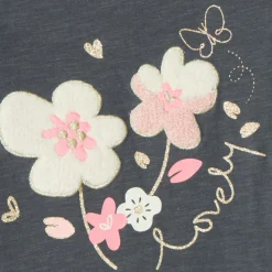 Langarm T-shirt meisjes met een fantasie jacquard patch.