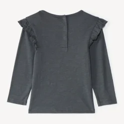 Langarm T-shirt meisjes met een fantasie jacquard patch.