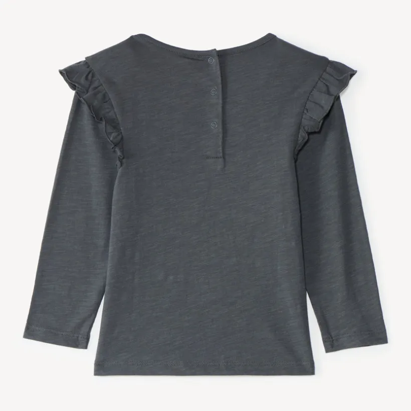 Langarm T-shirt meisjes met een fantasie jacquard patch.