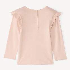 Langarm T-shirt meisjes met een fantasie jacquard patch.