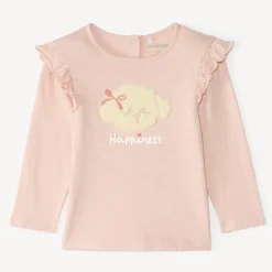 Langarm T-shirt meisjes met een fantasie jacquard patch.
