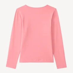 Langarm T-shirt meisjes met fantasieprint en glitter.