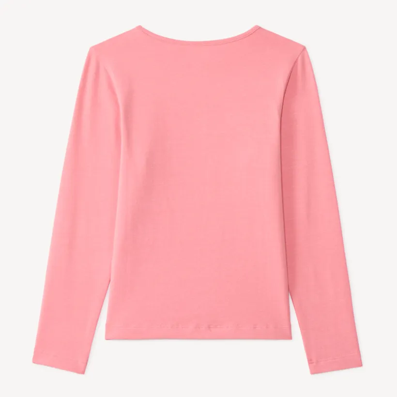 Langarm T-shirt meisjes met fantasieprint en glitter.