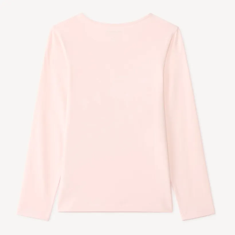 Langarm T-shirt meisjes met fantasieprint en glitter.