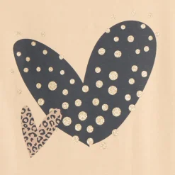 Langarm T-shirt meisjes met fantasieprint en glitter.