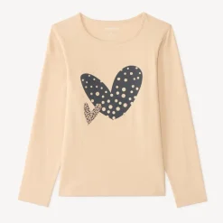 Langarm T-shirt meisjes met fantasieprint en glitter.