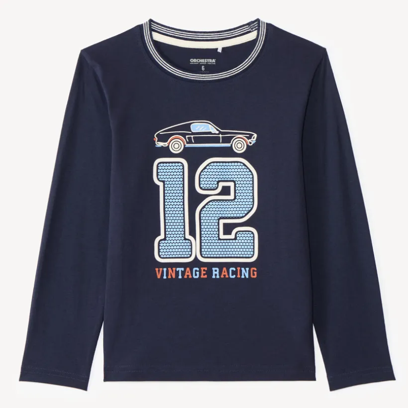 Langarm T-shirt met auto-print jongens