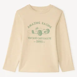 Langarm T-shirt met auto-print jongens