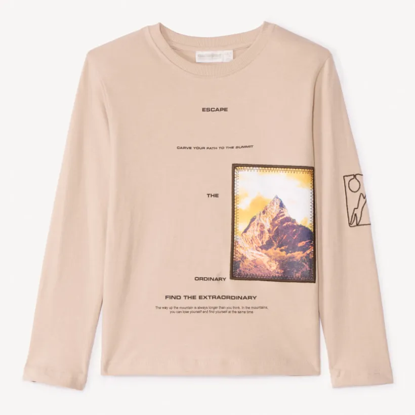 Langarm T-shirt met fotoprint patch voor jongen