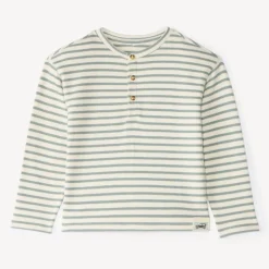 Langarm T-shirt met gestreepte tunisian kraag jongens