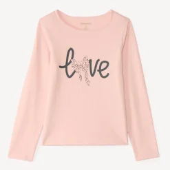 Langarm T-shirt met glanzende print meisjes