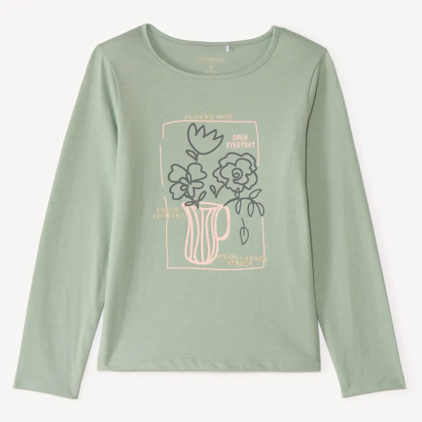 Langarm T-shirt met glanzende print meisjes