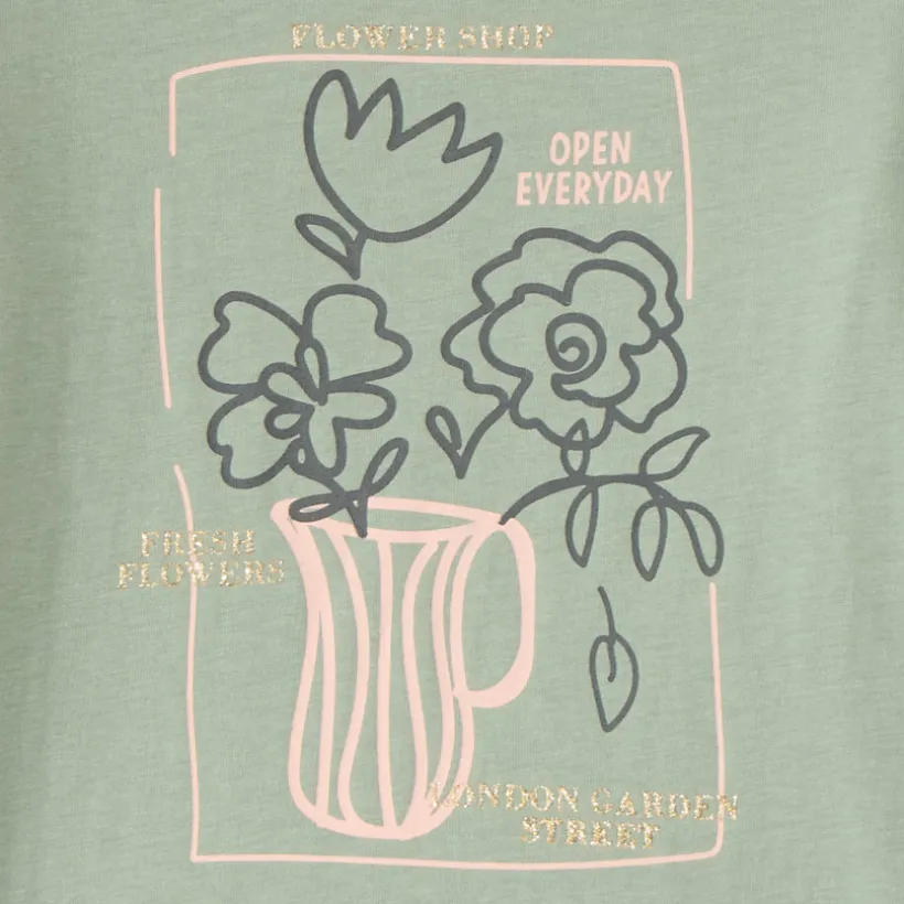 Langarm T-shirt met glanzende print meisjes