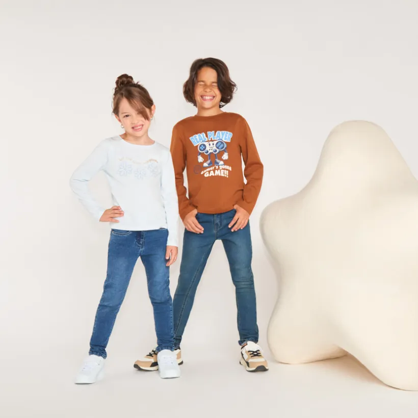 Langarm T-shirt met glanzende print meisjes