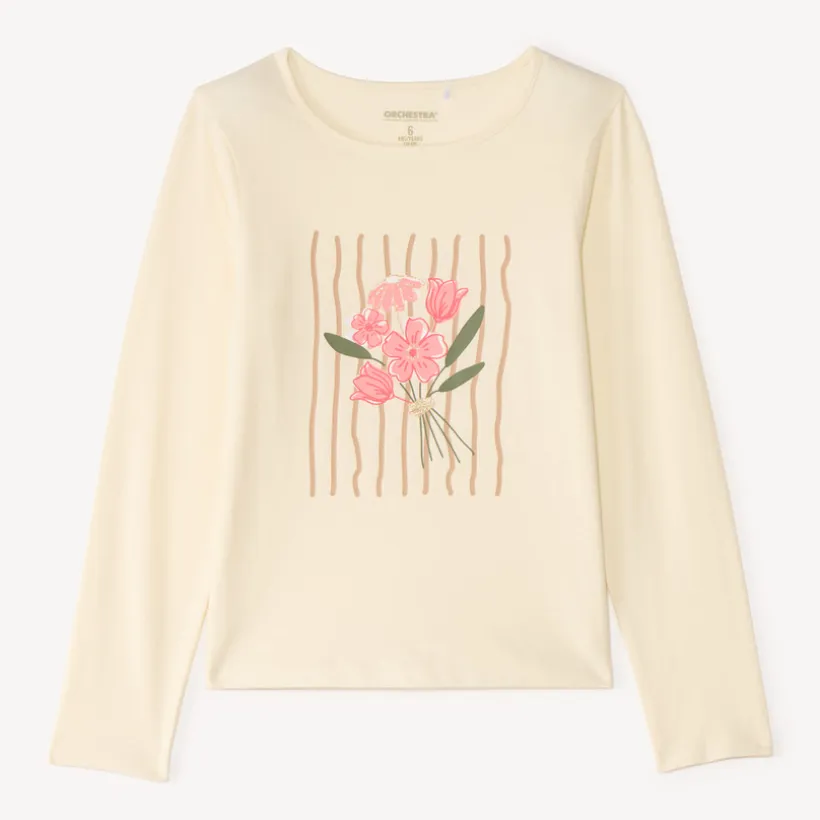 Langarm T-shirt met glanzende print meisjes
