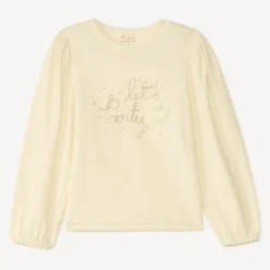 Langarm T-shirt met gouden bies meisjes
