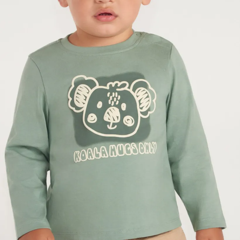 Langarm T-shirt met koala-print voor babyjongen