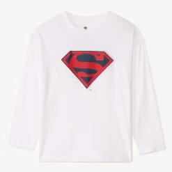 Langarm T-shirt Superman Warner met reliëf jongens