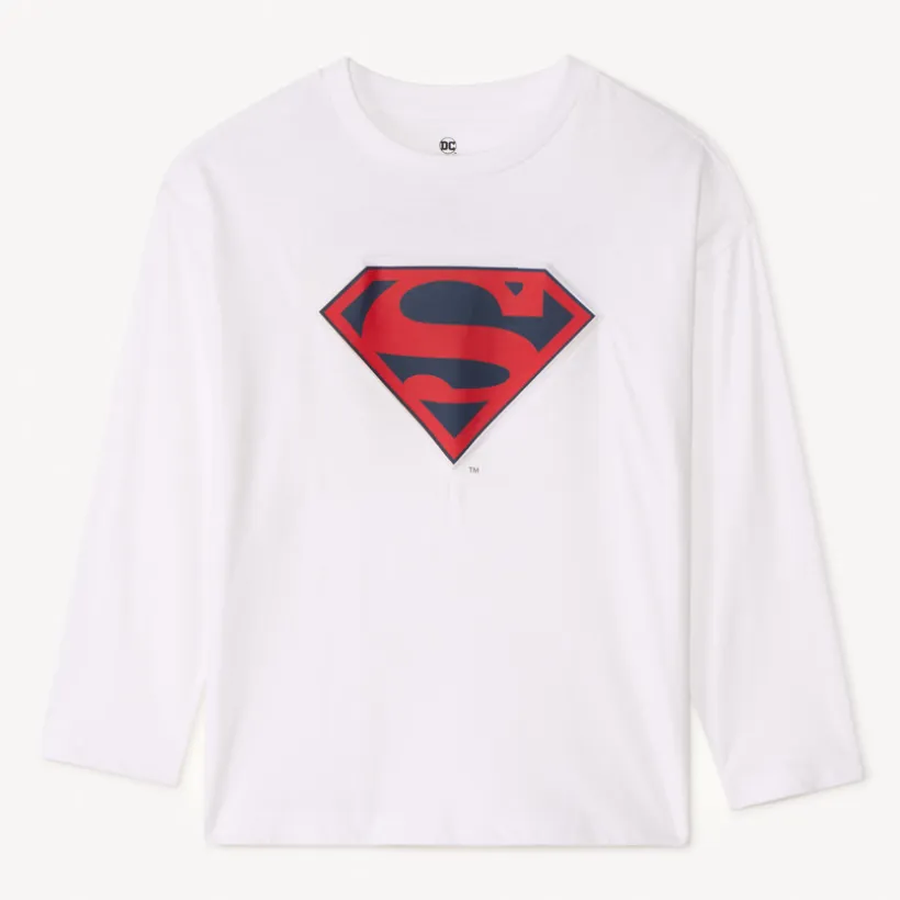 Langarm T-shirt Superman Warner met reliëf jongens