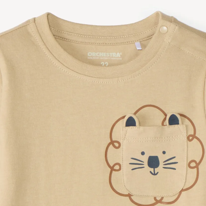 Langarm T-shirt voor babyjongens met speelse zak