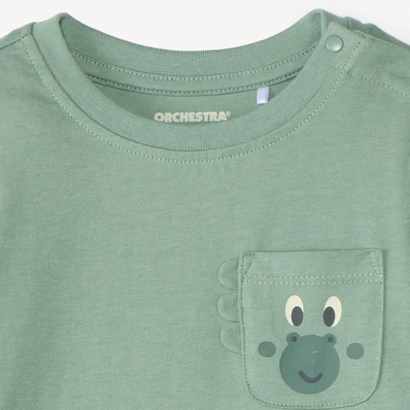 Langarm T-shirt voor babyjongens met speelse zak