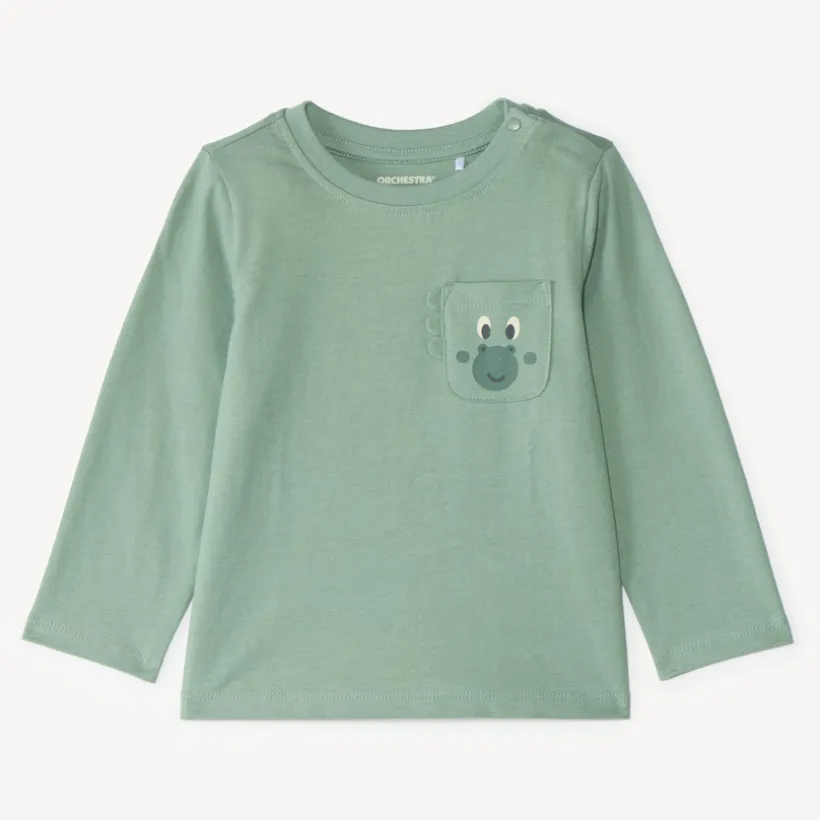 Langarm T-shirt voor babyjongens met speelse zak