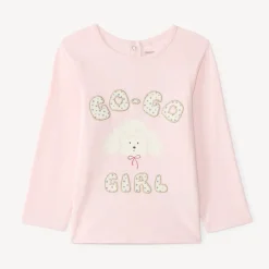 Langarm T-shirt voor babymeisjes met poedelhondmotief