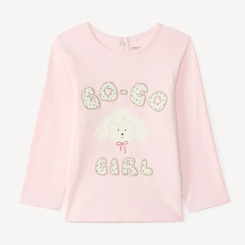 Langarm T-shirt voor babymeisjes met poedelhondmotief