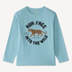 Langarm T-shirt voor jongens met leeuwenhuidprint