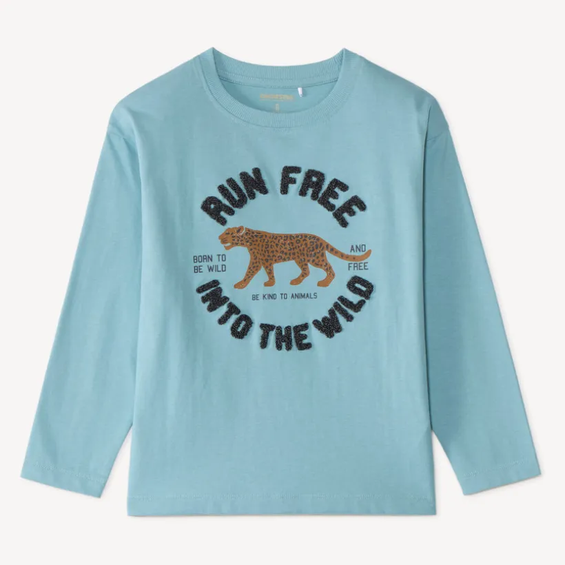 Langarm T-shirt voor jongens met leeuwenhuidprint