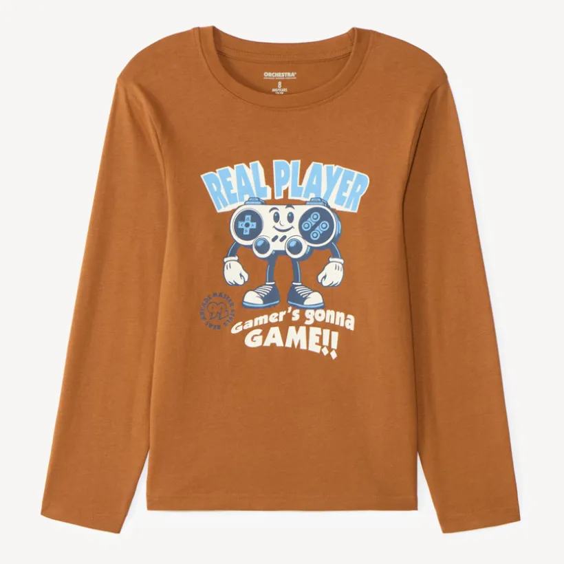 Langarm T-shirt voor jongens met een fantasiedruk