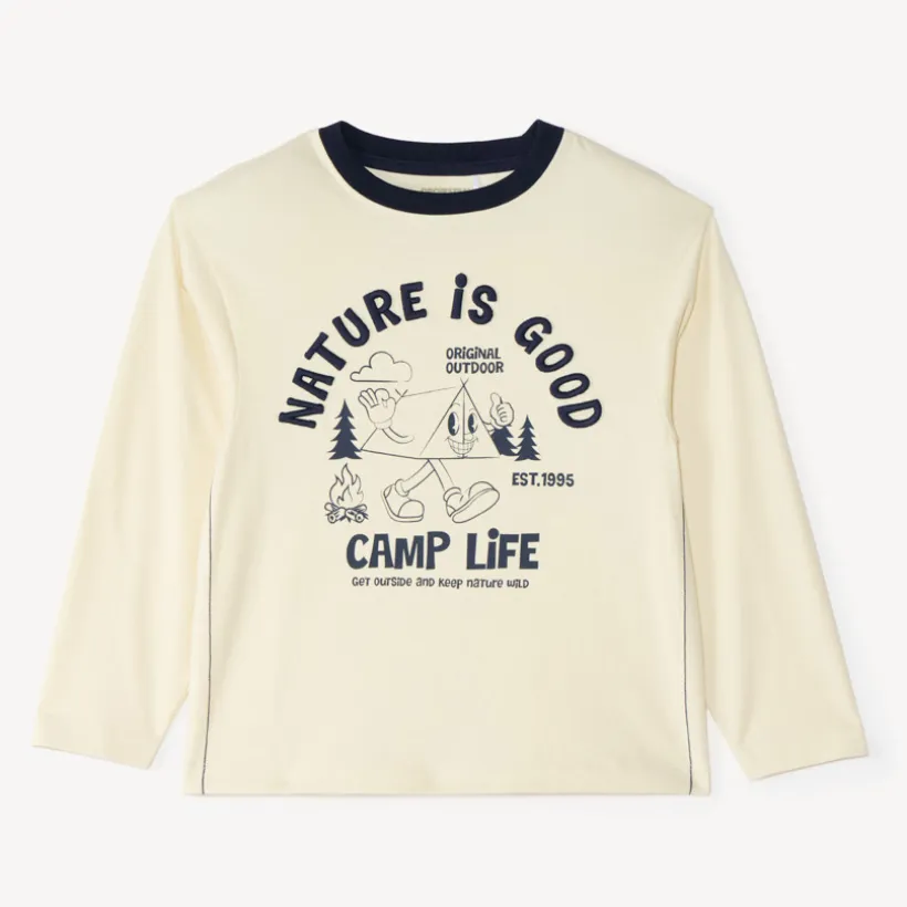 Langarm T-shirt voor jongens met borduursel "Camp Life