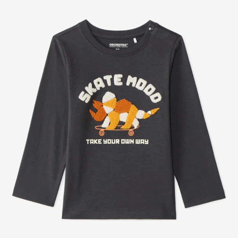 Langarm T-shirt voor jongens met fantasie borduursel