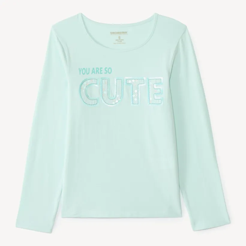 Langarm T-shirt voor meisjes met een fantasieprint van pailletten