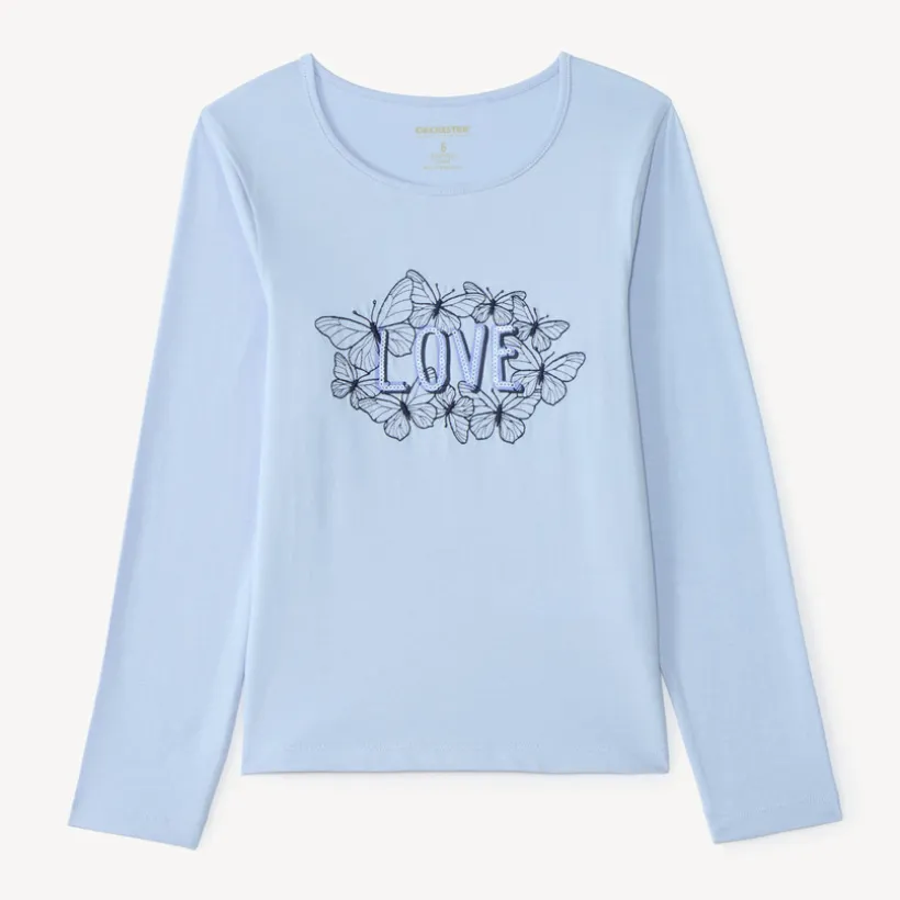 Langarm T-shirt voor meisjes met een fantasieprint van pailletten