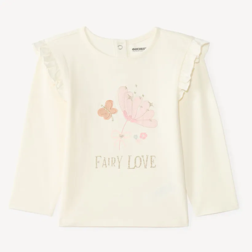 Langarm T-shirt voor meisjes met fantasie appliqué