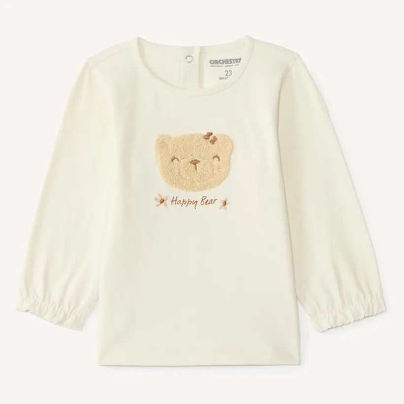 Langarm T-shirt voor meisjes met een berenpatch