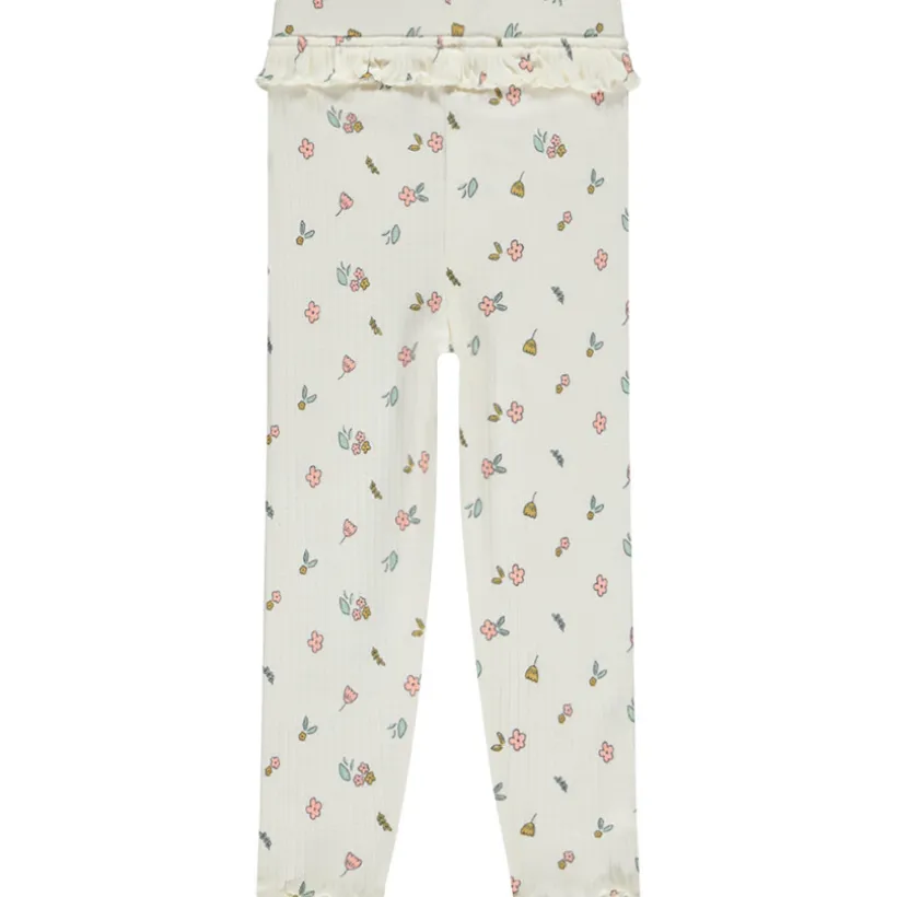 Lang broekje met volant en fantasieprint meisjes