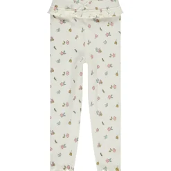 Lang broekje met volant en fantasieprint meisjes