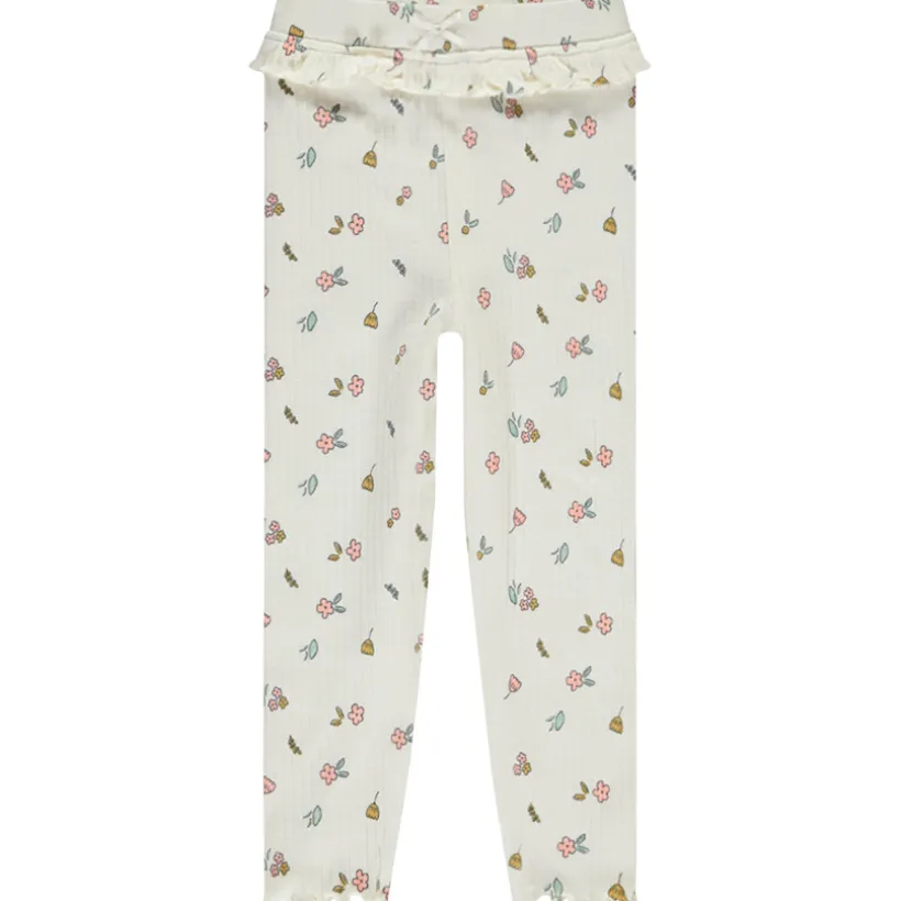 Lang broekje met volant en fantasieprint meisjes