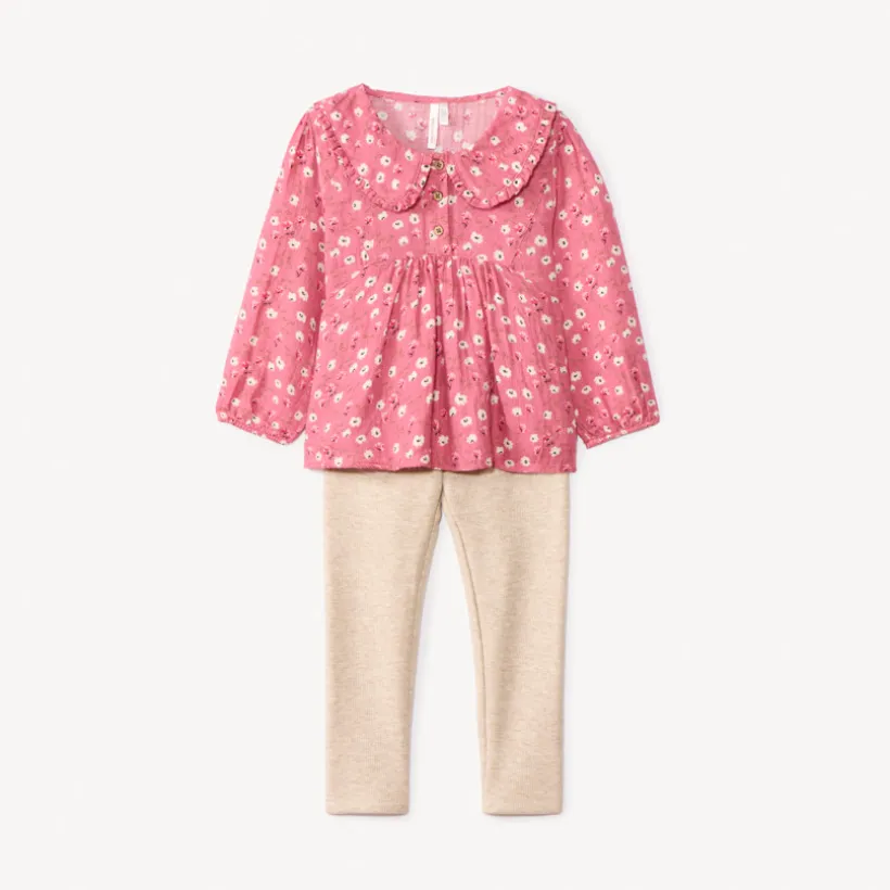 Lang 2-delig ensemble met bloemenprint meisjes