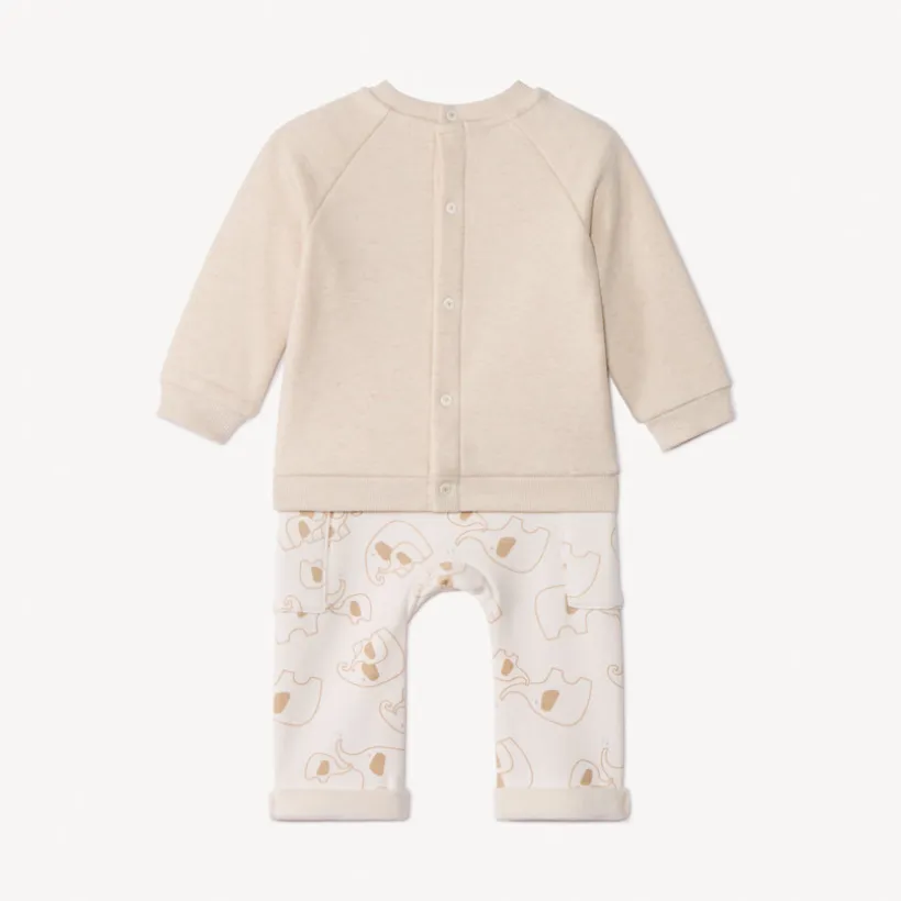 Lang 2-delig molletonset met olifantenmotief voor baby’s