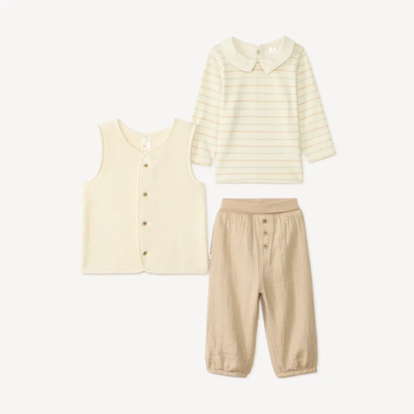 Langdurige 3-delige set voor babyjongens met een sherpa vest