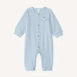 Langdurige jongensbabykleding in geribbelde stof met robotborduurwerk