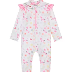 Lange badcombinatie anti-UV met flamingoprint meisjes