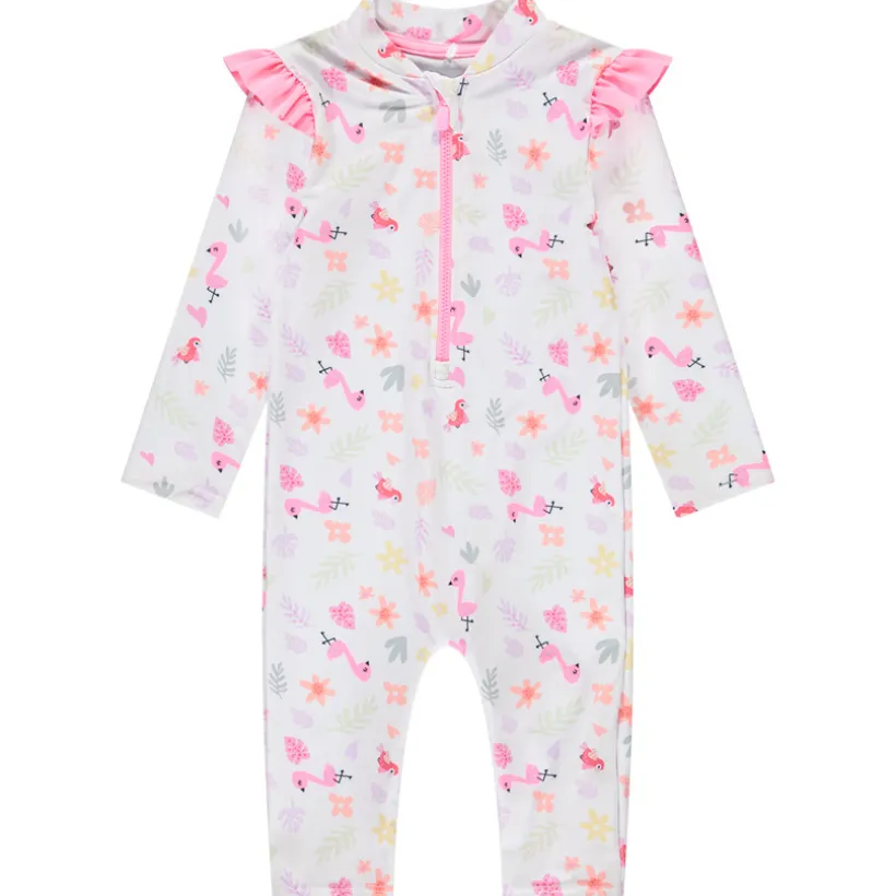 Lange badcombinatie anti-UV met flamingoprint meisjes