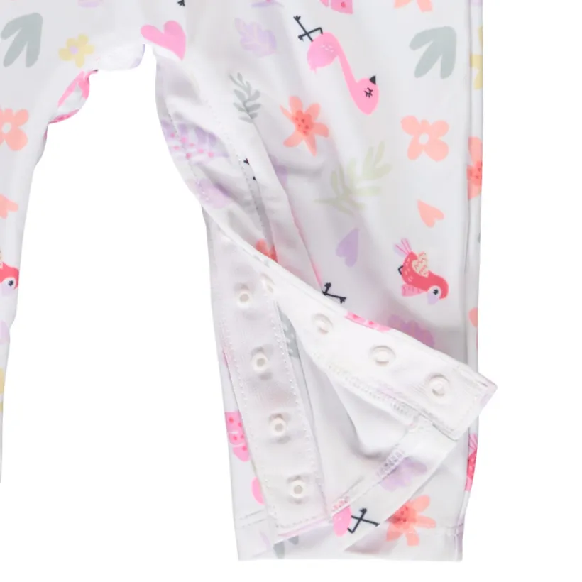 Lange badcombinatie anti-UV met flamingoprint meisjes