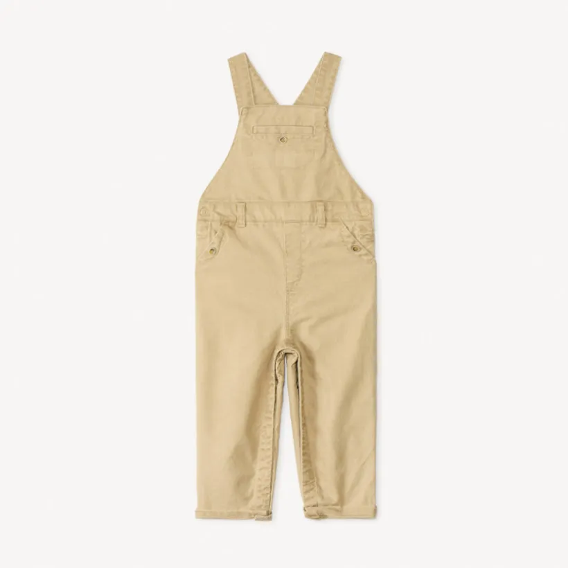 Lange effen twill salopette voor babyjongen