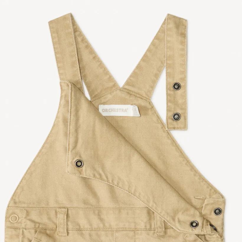 Lange effen twill salopette voor babyjongen